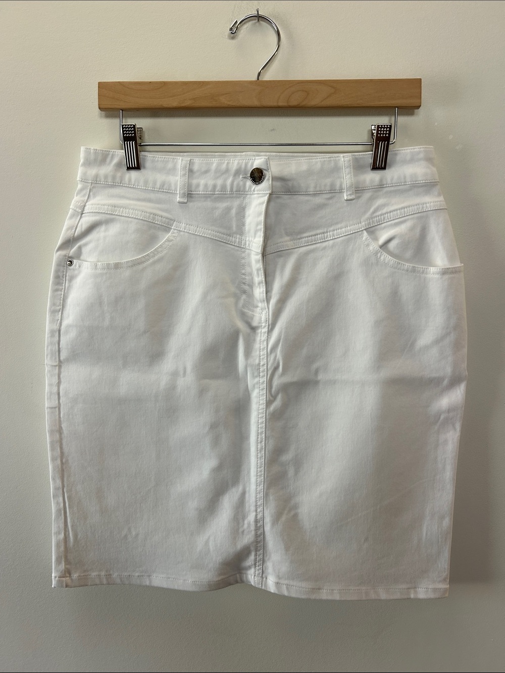 Gerard Darel White A-Line Denim Skirt
